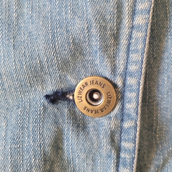 VINTAGE LIZ CLAIBORNE MOTO MILITARY STYLE JEAN JACKET - Picture 6 of 11